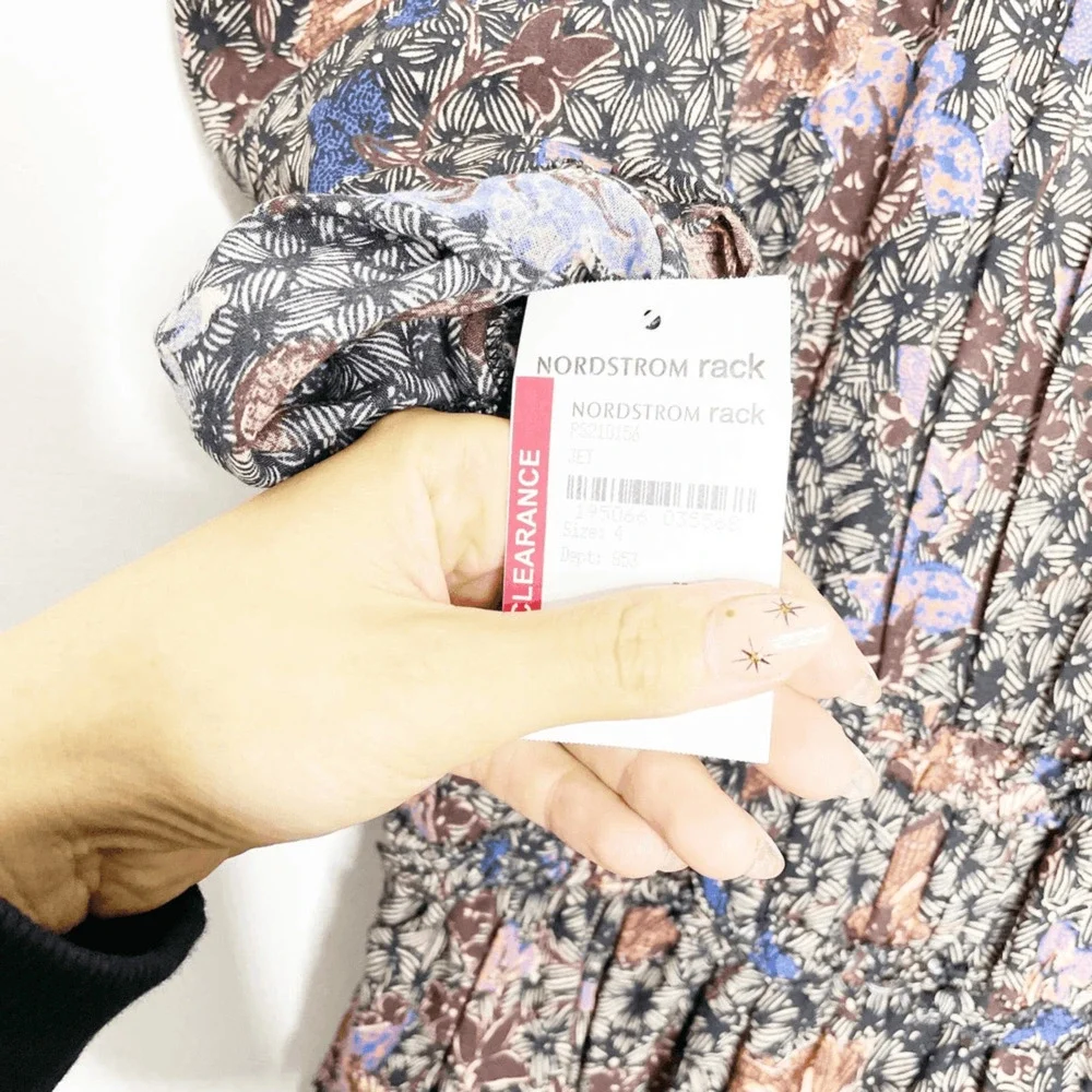 ULLA JOHNSON Julie Dress Jet Floral Long Sleeve Puff Shoulders Cotton womens 4 - Picture 12 of 12